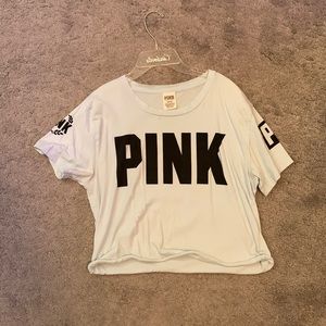 light blue victoria secret pink crop top. worn but looks almost new!